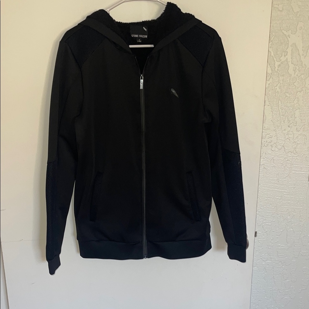 Stone Falcon Black Fleece-Lined Hoodie